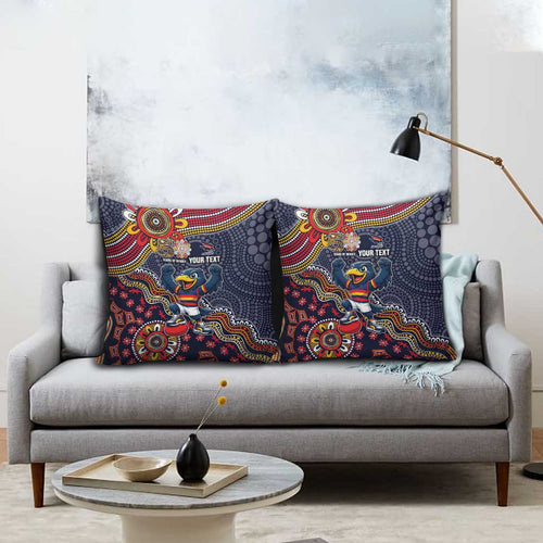 Personalized Adelaide Crows Mascot Pillow Cover Aboriginal Dot Art Style Vibrant Indigenous Pattern Design