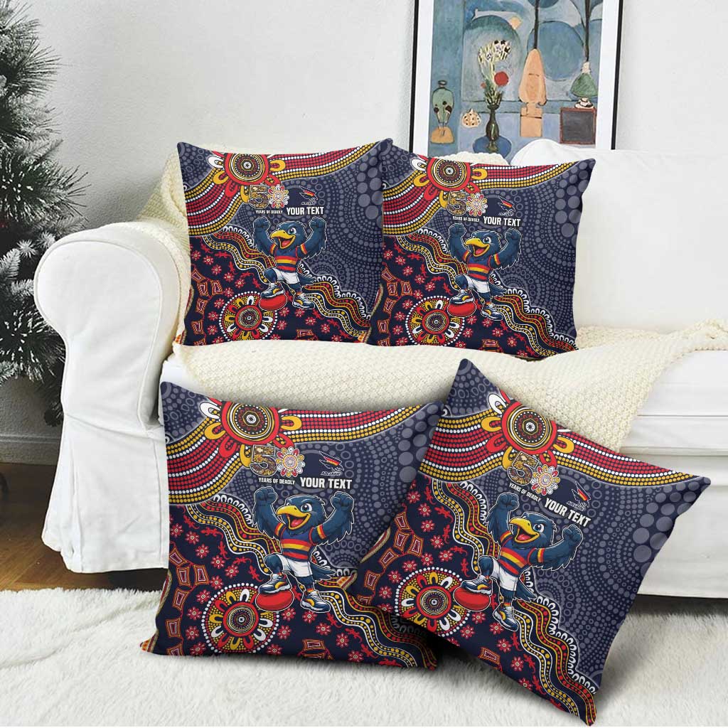 Personalized Adelaide Crows Mascot Pillow Cover Aboriginal Dot Art Style Vibrant Indigenous Pattern Design