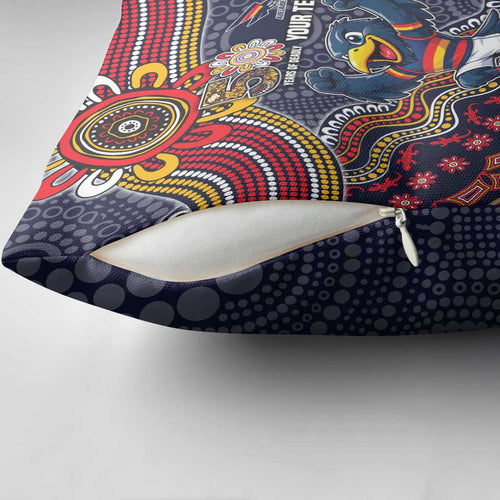 Personalized Adelaide Crows Mascot Pillow Cover Aboriginal Dot Art Style Vibrant Indigenous Pattern Design