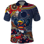 Personalized Adelaide Crows Mascot Polo Shirt Aboriginal Dot Art Style Vibrant Indigenous Pattern Design