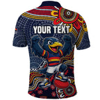 Personalized Adelaide Crows Mascot Polo Shirt Aboriginal Dot Art Style Vibrant Indigenous Pattern Design