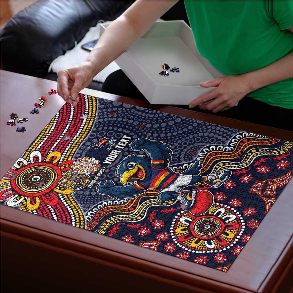 Personalized Adelaide Crows Mascot Puzzle Aboriginal Dot Art Style Vibrant Indigenous Pattern Design