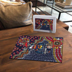 Personalized Adelaide Crows Mascot Puzzle Aboriginal Dot Art Style Vibrant Indigenous Pattern Design
