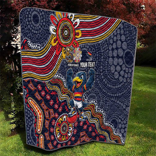 Personalized Adelaide Crows Mascot Quilt Aboriginal Dot Art Style Vibrant Indigenous Pattern Design