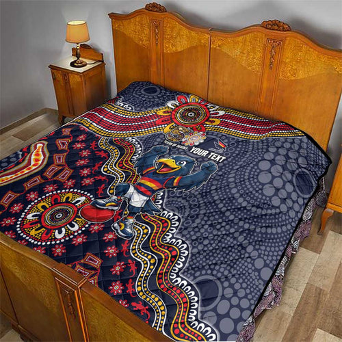 Personalized Adelaide Crows Mascot Quilt Aboriginal Dot Art Style Vibrant Indigenous Pattern Design