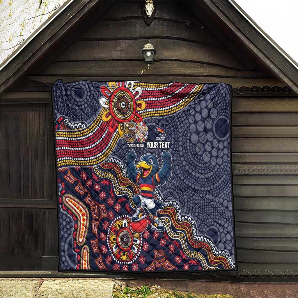 Personalized Adelaide Crows Mascot Quilt Aboriginal Dot Art Style Vibrant Indigenous Pattern Design