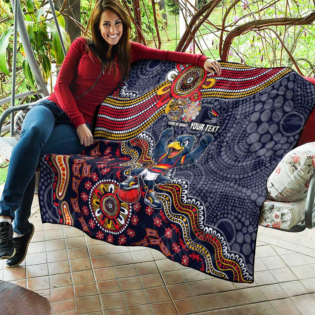 Personalized Adelaide Crows Mascot Quilt Aboriginal Dot Art Style Vibrant Indigenous Pattern Design