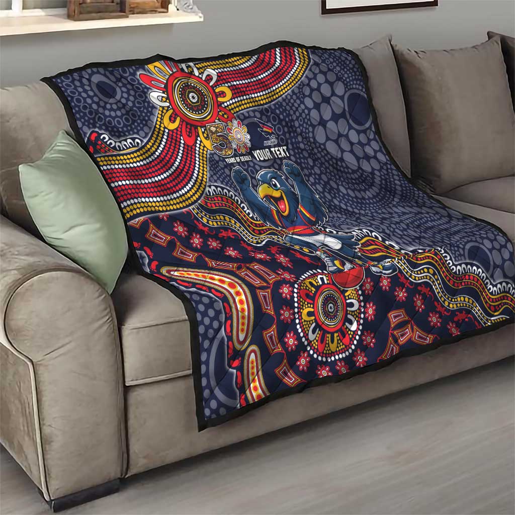 Personalized Adelaide Crows Mascot Quilt Aboriginal Dot Art Style Vibrant Indigenous Pattern Design