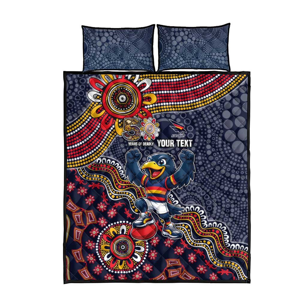 Personalized Adelaide Crows Mascot Quilt Bed Set Aboriginal Dot Art Style Vibrant Indigenous Pattern Design