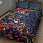 Personalized Adelaide Crows Mascot Quilt Bed Set Aboriginal Dot Art Style Vibrant Indigenous Pattern Design