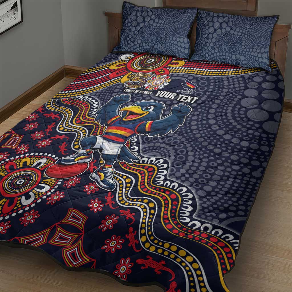 Personalized Adelaide Crows Mascot Quilt Bed Set Aboriginal Dot Art Style Vibrant Indigenous Pattern Design