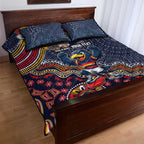 Personalized Adelaide Crows Mascot Quilt Bed Set Aboriginal Dot Art Style Vibrant Indigenous Pattern Design