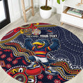 Personalized Adelaide Crows Mascot Round Carpet Aboriginal Dot Art Style Vibrant Indigenous Pattern Design