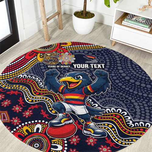Personalized Adelaide Crows Mascot Round Carpet Aboriginal Dot Art Style Vibrant Indigenous Pattern Design