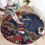 Personalized Adelaide Crows Mascot Round Carpet Aboriginal Dot Art Style Vibrant Indigenous Pattern Design