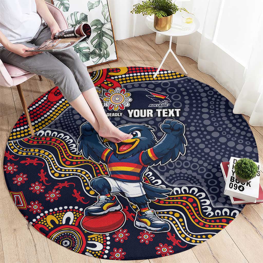 Personalized Adelaide Crows Mascot Round Carpet Aboriginal Dot Art Style Vibrant Indigenous Pattern Design