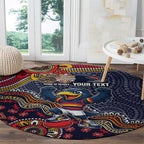 Personalized Adelaide Crows Mascot Round Carpet Aboriginal Dot Art Style Vibrant Indigenous Pattern Design