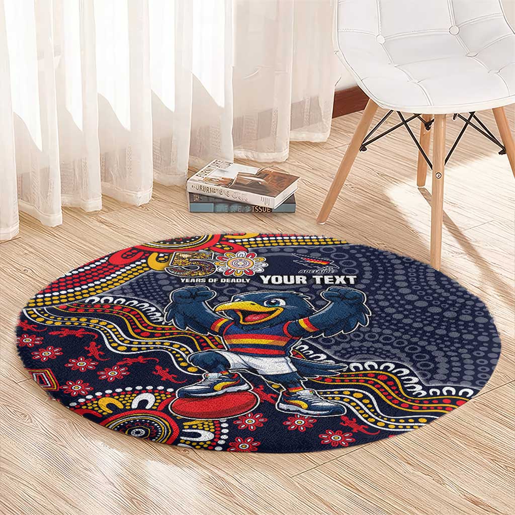 Personalized Adelaide Crows Mascot Round Carpet Aboriginal Dot Art Style Vibrant Indigenous Pattern Design