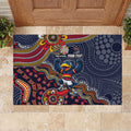Personalized Adelaide Crows Mascot Rubber Doormat Aboriginal Dot Art Style Vibrant Indigenous Pattern Design