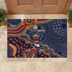 Personalized Adelaide Crows Mascot Rubber Doormat Aboriginal Dot Art Style Vibrant Indigenous Pattern Design