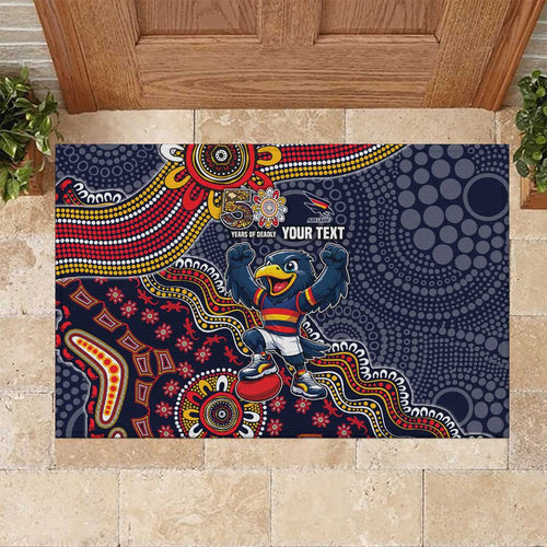 Personalized Adelaide Crows Mascot Rubber Doormat Aboriginal Dot Art Style Vibrant Indigenous Pattern Design