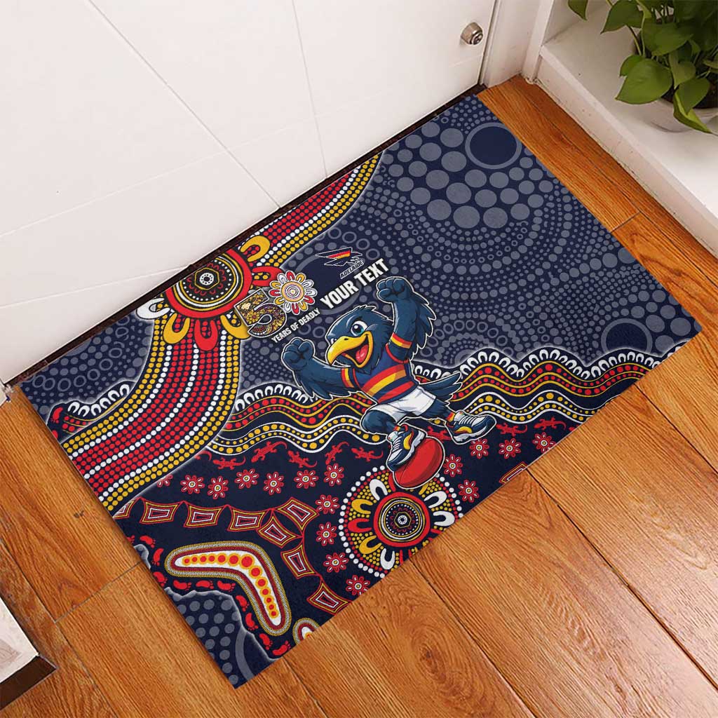 Personalized Adelaide Crows Mascot Rubber Doormat Aboriginal Dot Art Style Vibrant Indigenous Pattern Design