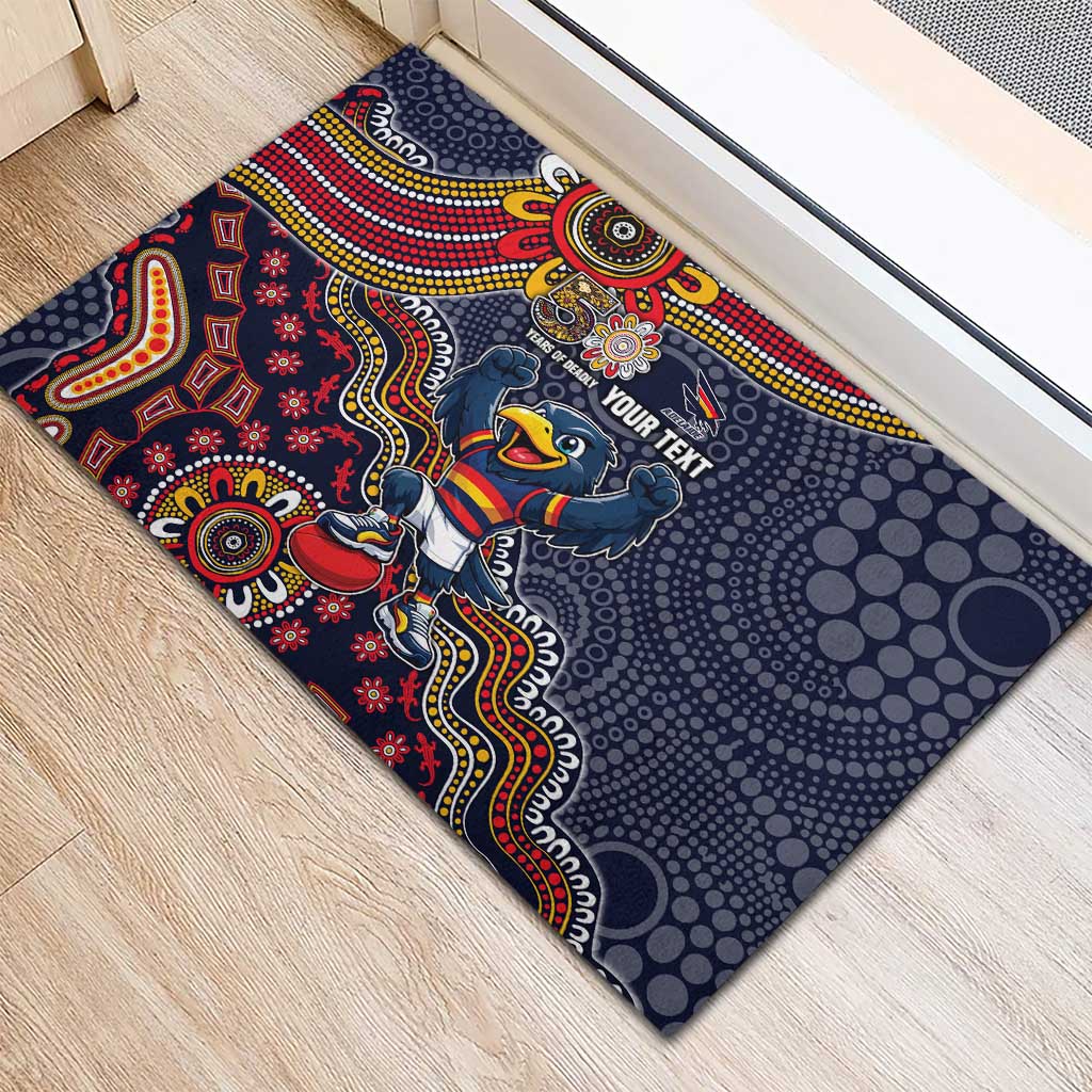Personalized Adelaide Crows Mascot Rubber Doormat Aboriginal Dot Art Style Vibrant Indigenous Pattern Design