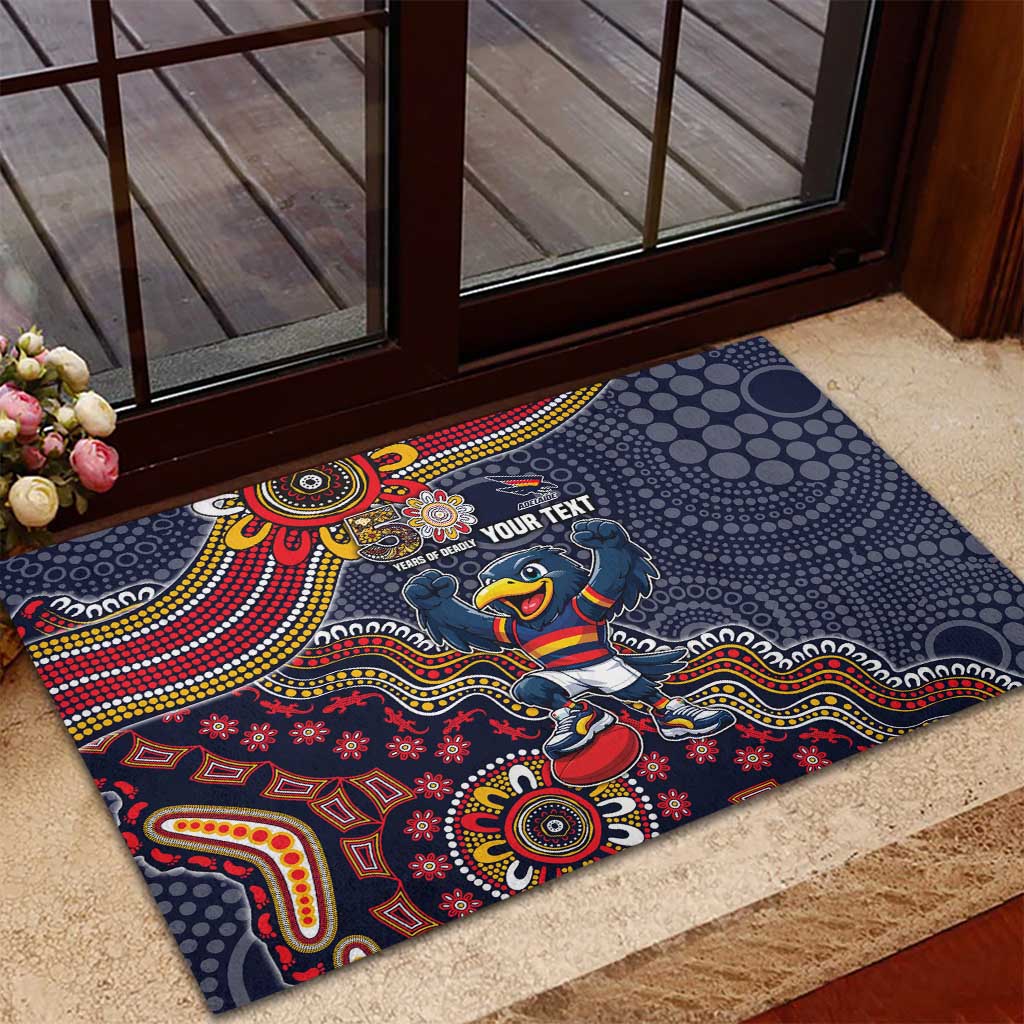 Personalized Adelaide Crows Mascot Rubber Doormat Aboriginal Dot Art Style Vibrant Indigenous Pattern Design