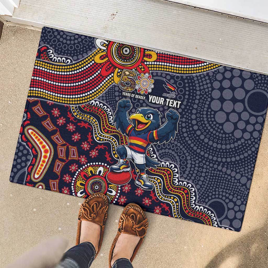 Personalized Adelaide Crows Mascot Rubber Doormat Aboriginal Dot Art Style Vibrant Indigenous Pattern Design