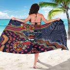 Personalized Adelaide Crows Mascot Sarong Aboriginal Dot Art Style Vibrant Indigenous Pattern Design