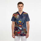 Personalized Adelaide Crows Mascot Scrub Top Aboriginal Dot Art Style Vibrant Indigenous Pattern Design