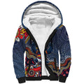 Personalized Adelaide Crows Mascot Sherpa Hoodie Aboriginal Dot Art Style Vibrant Indigenous Pattern Design