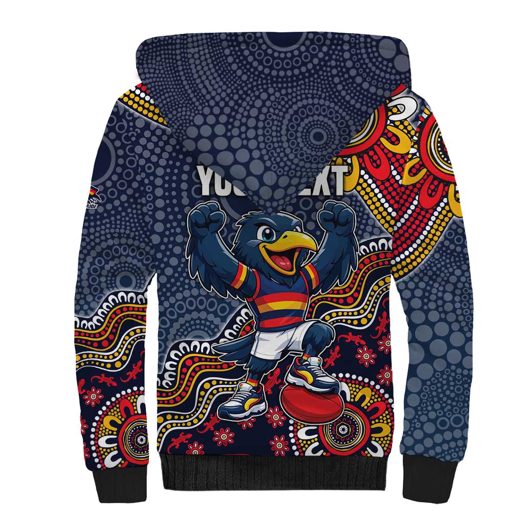 Personalized Adelaide Crows Mascot Sherpa Hoodie Aboriginal Dot Art Style Vibrant Indigenous Pattern Design