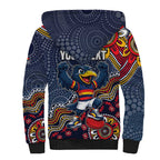 Personalized Adelaide Crows Mascot Sherpa Hoodie Aboriginal Dot Art Style Vibrant Indigenous Pattern Design