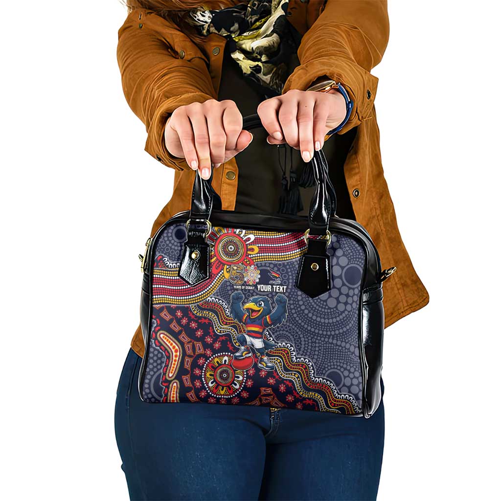 Personalized Adelaide Crows Mascot Shoulder Handbag Aboriginal Dot Art Style Vibrant Indigenous Pattern Design