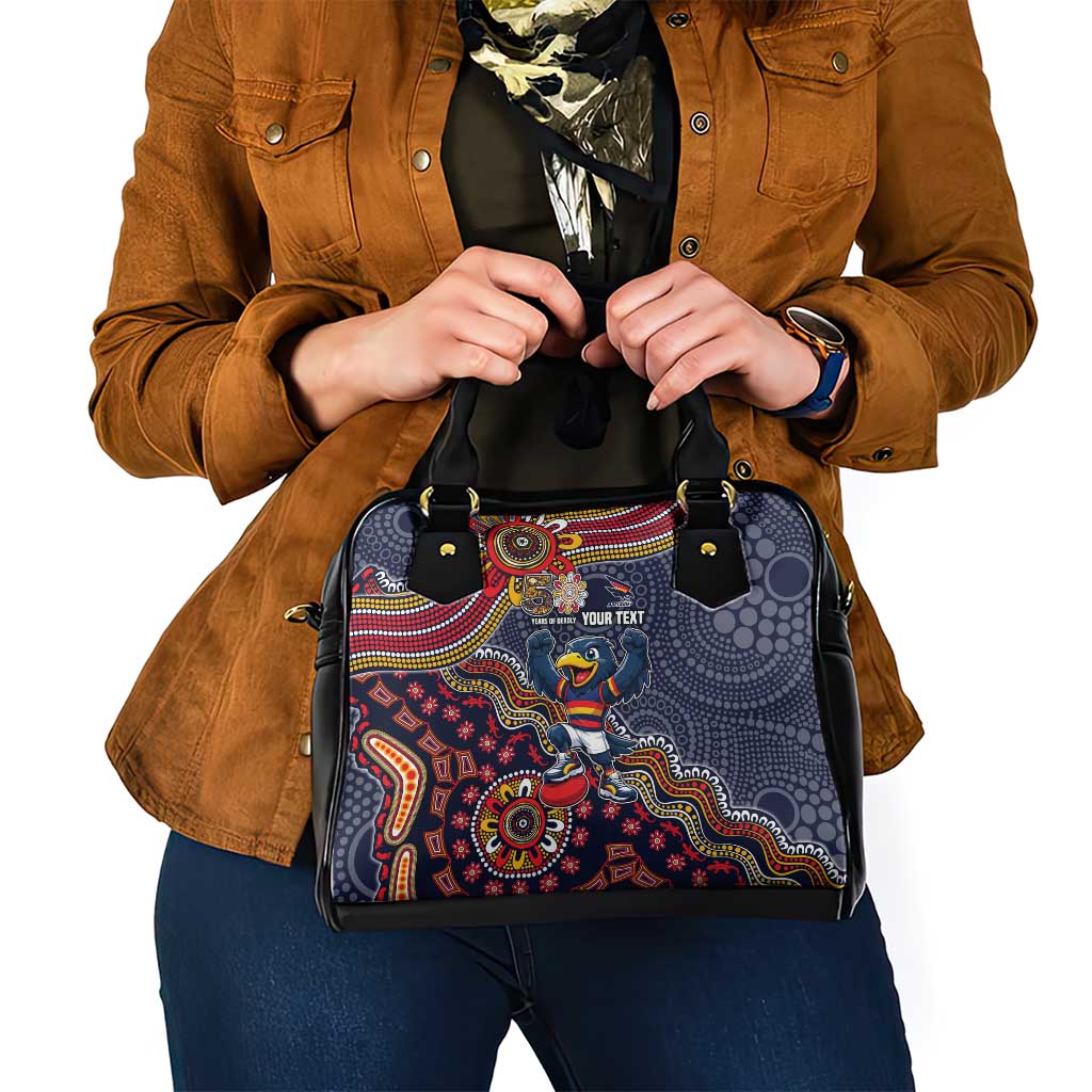 Personalized Adelaide Crows Mascot Shoulder Handbag Aboriginal Dot Art Style Vibrant Indigenous Pattern Design
