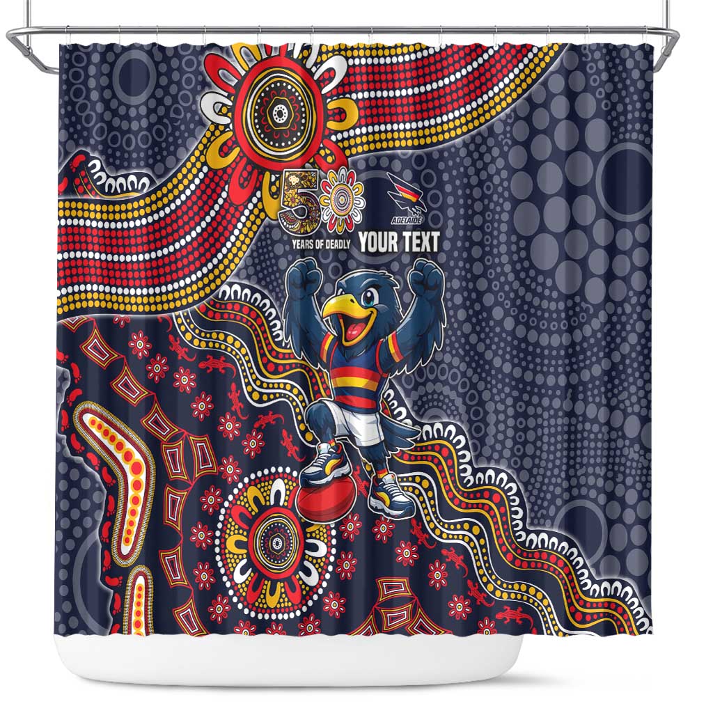 Personalized Adelaide Crows Mascot Shower Curtain Aboriginal Dot Art Style Vibrant Indigenous Pattern Design