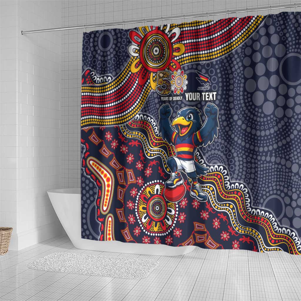 Personalized Adelaide Crows Mascot Shower Curtain Aboriginal Dot Art Style Vibrant Indigenous Pattern Design
