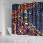 Personalized Adelaide Crows Mascot Shower Curtain Aboriginal Dot Art Style Vibrant Indigenous Pattern Design