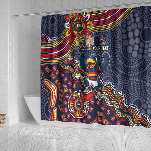Personalized Adelaide Crows Mascot Shower Curtain Aboriginal Dot Art Style Vibrant Indigenous Pattern Design