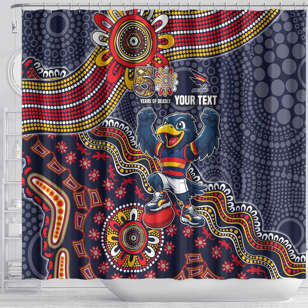 Personalized Adelaide Crows Mascot Shower Curtain Aboriginal Dot Art Style Vibrant Indigenous Pattern Design