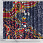 Personalized Adelaide Crows Mascot Shower Curtain Aboriginal Dot Art Style Vibrant Indigenous Pattern Design