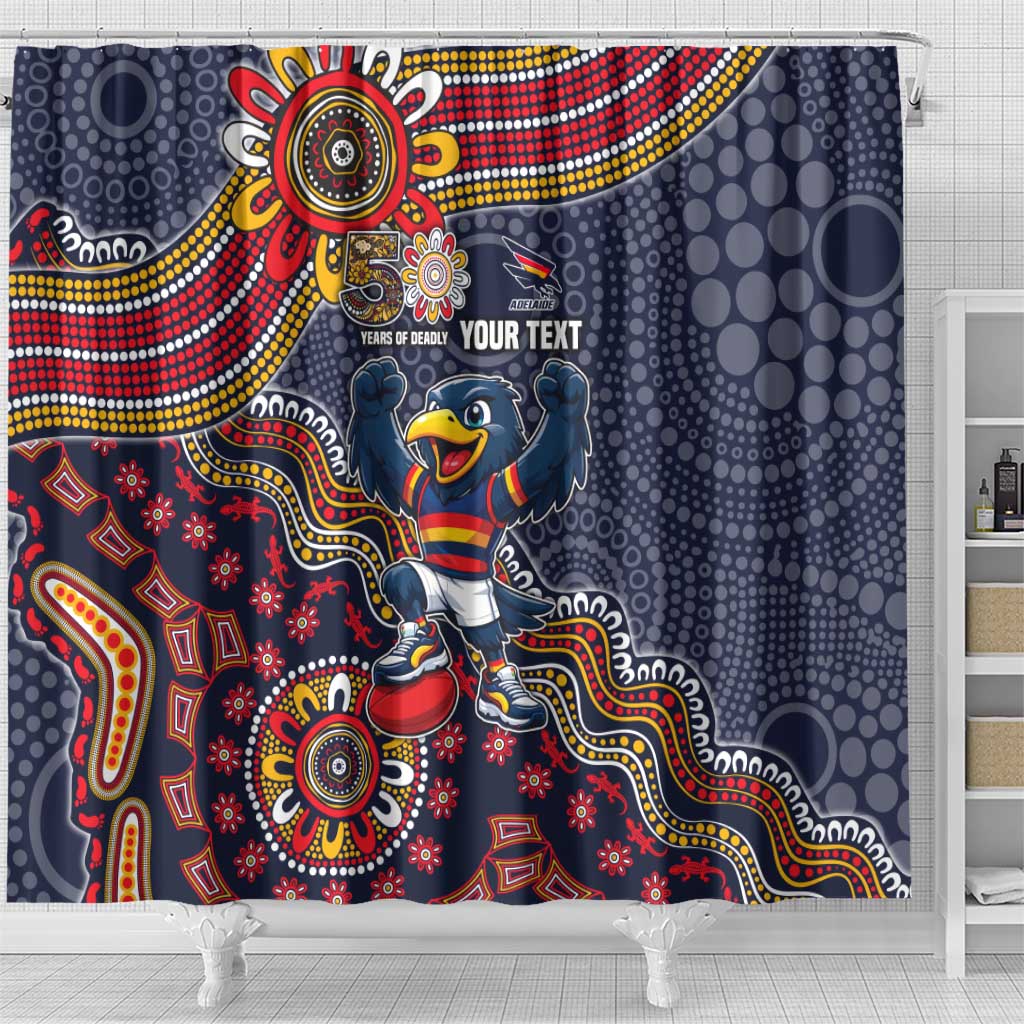Personalized Adelaide Crows Mascot Shower Curtain Aboriginal Dot Art Style Vibrant Indigenous Pattern Design