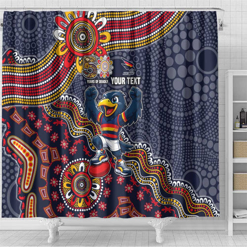 Personalized Adelaide Crows Mascot Shower Curtain Aboriginal Dot Art Style Vibrant Indigenous Pattern Design
