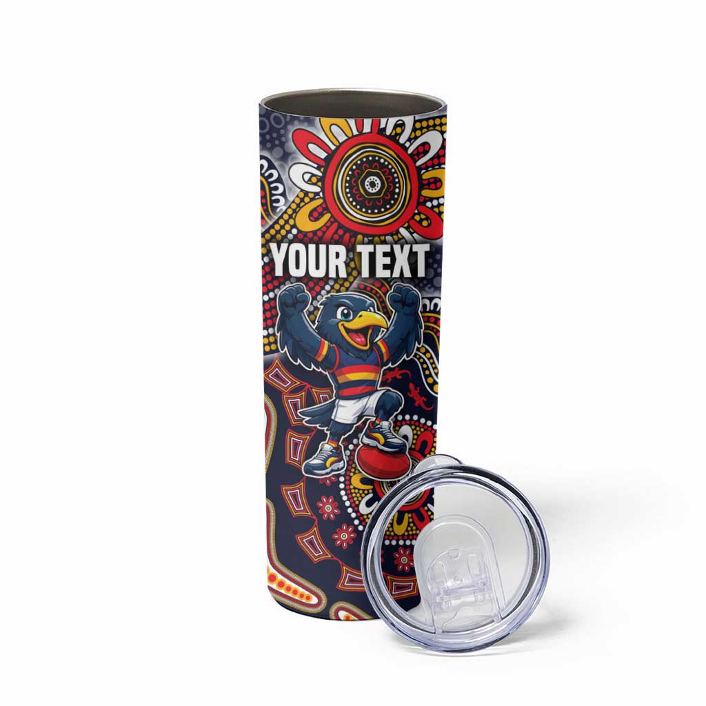 Personalized Adelaide Crows Mascot Skinny Tumbler Aboriginal Dot Art Style Vibrant Indigenous Pattern Design