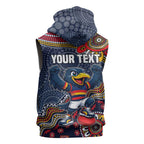 Personalized Adelaide Crows Mascot Sleeveless Hoodie Aboriginal Dot Art Style Vibrant Indigenous Pattern Design