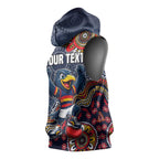 Personalized Adelaide Crows Mascot Sleeveless Hoodie Aboriginal Dot Art Style Vibrant Indigenous Pattern Design
