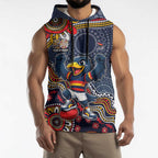 Personalized Adelaide Crows Mascot Sleeveless Hoodie Aboriginal Dot Art Style Vibrant Indigenous Pattern Design