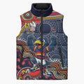 Personalized Adelaide Crows Mascot Sleeveless Puffer Jacket Aboriginal Dot Art Style Vibrant Indigenous Pattern Design