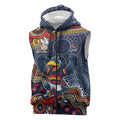 Personalized Adelaide Crows Mascot Sleeveless Zip Hoodie Aboriginal Dot Art Style Vibrant Indigenous Pattern Design